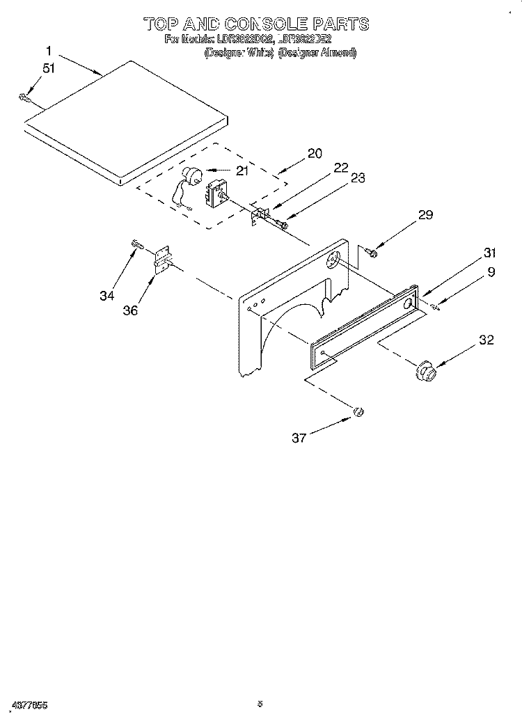 SECTION Diagram and Parts List for LDR3822DQ2  Whirlpool Dryer
