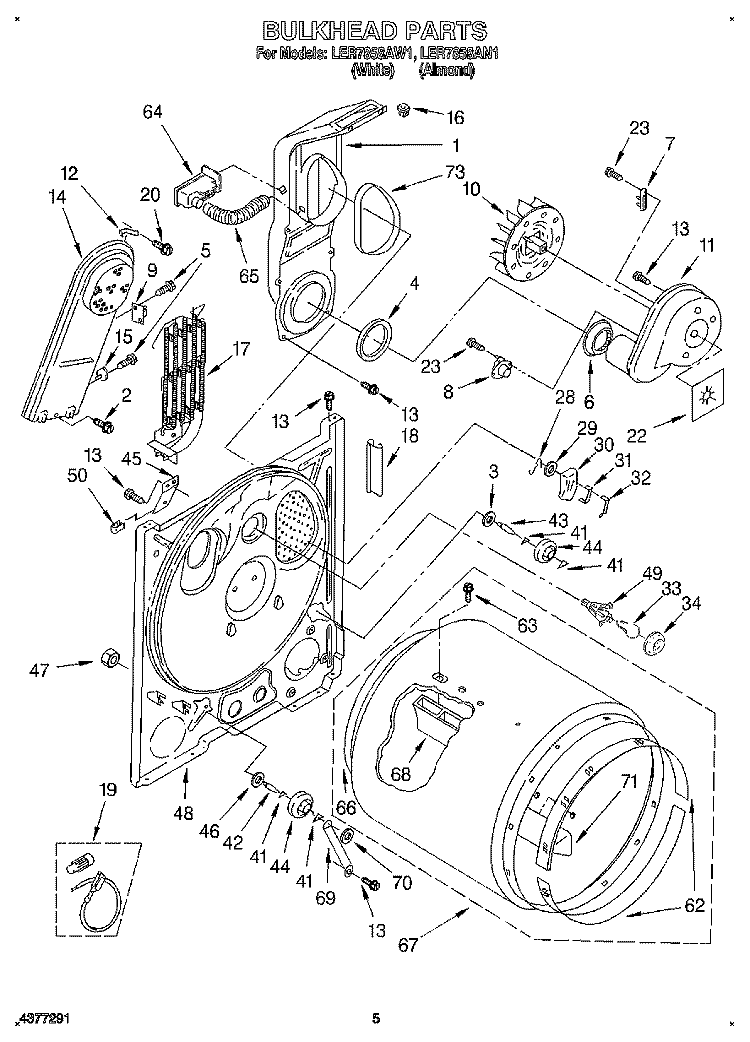 SECTION Diagram and Parts List for LER7858AN1  Whirlpool Dryer