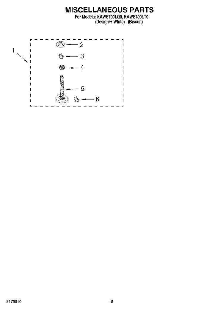 MISCELLANEOUS, OPTIONAL Diagram and Parts List for KAWS700LQ0  KitchenAid Washer