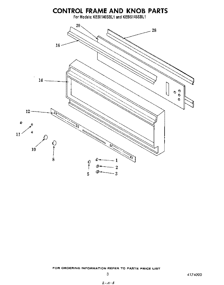 CONTROL FRAME AND KNOB Diagram and Parts List for KEBS145SBL1  KitchenAid Wall Oven