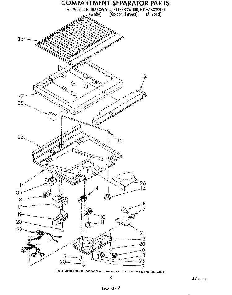 COMPARTMENT SEPARATOR Diagram and Parts List for ET16ZKXWW00  Whirlpool Refrigerator