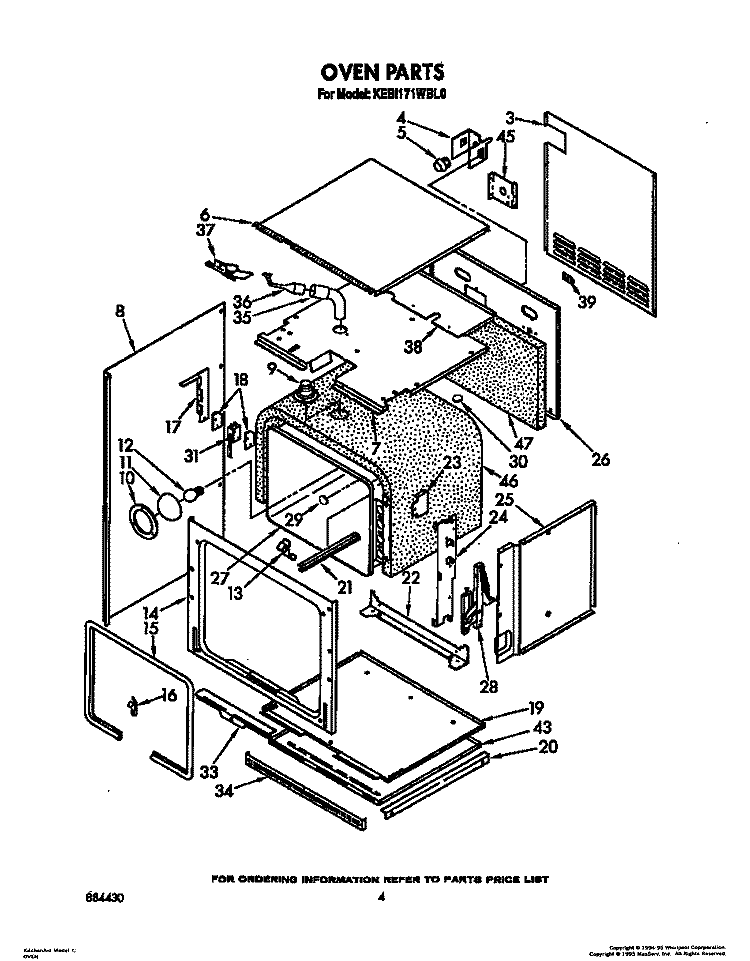 OVEN Diagram and Parts List for KEBI171WBL0  KitchenAid Wall Oven