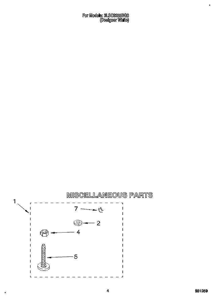 MISCELLANEOUS Diagram and Parts List for 3LSC9255BQ0  Whirlpool Washer
