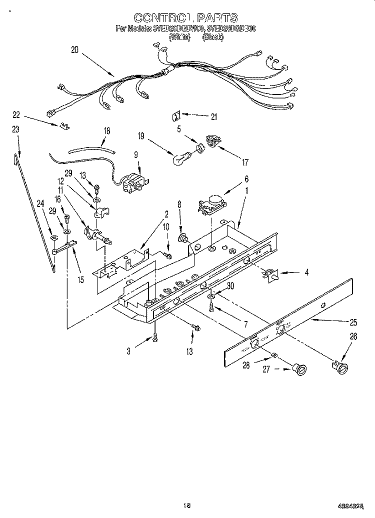 CONTROL Diagram and Parts List for 3VED29DQDW00  Whirlpool Refrigerator