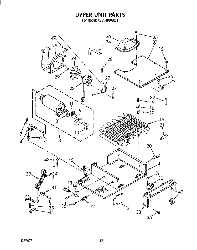 UPPER UNIT Diagram and Parts List for KSSS48DAX01  KitchenAid Refrigerator