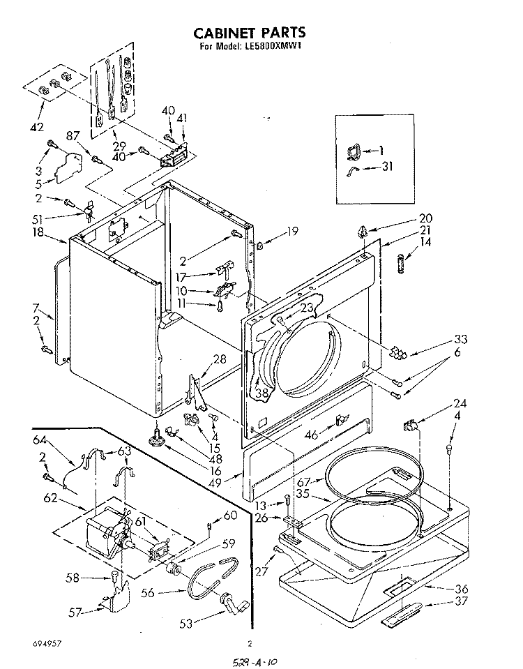 SECTION Diagram and Parts List for LE5800XMW1  Whirlpool Dryer