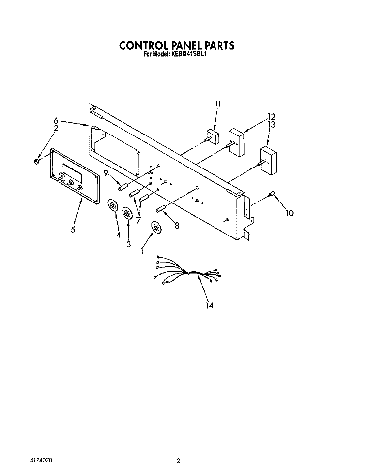 CONTROL PANEL Diagram and Parts List for KEBI241SBL1  KitchenAid Wall Oven