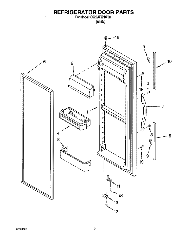 REFRIGERATOR DOOR Diagram and Parts List for SS22AEXHW00  Whirlpool Refrigerator