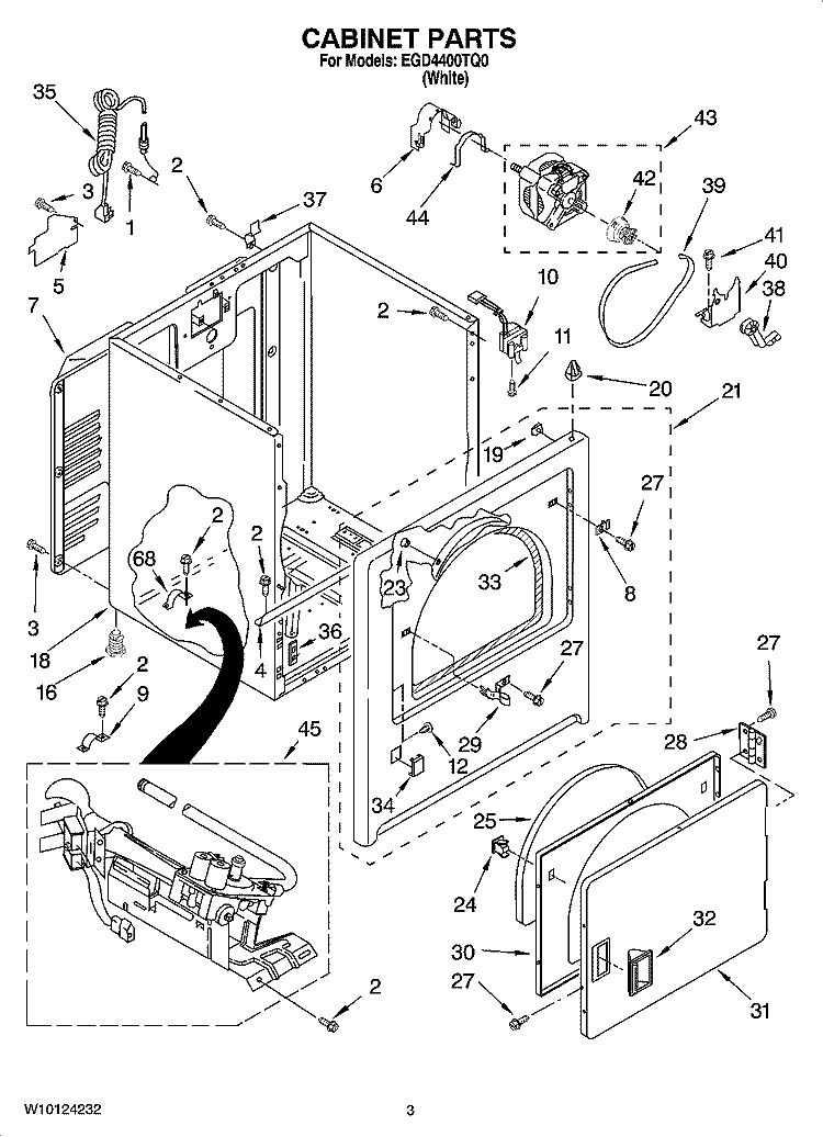 CABINET PARTS Diagram and Parts List for EGD4400TQ0  Estate Dryer
