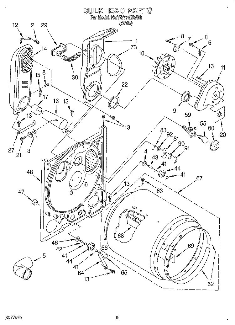 BULKHEAD Diagram and Parts List for KGYW770BWH2  KitchenAid Dryer
