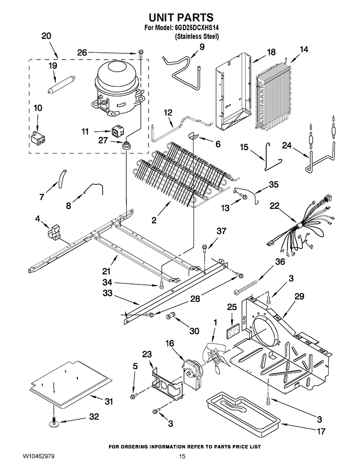 UNIT PARTS Diagram and Parts List for 6GD25DCXHS14  Whirlpool Refrigerator