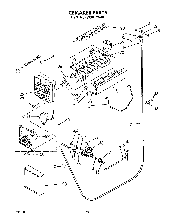 ICEMAKER Diagram and Parts List for KSSS48DWW01  KitchenAid Refrigerator