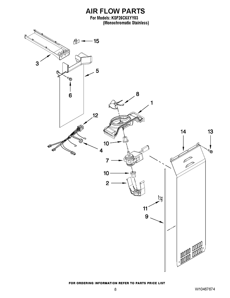 AIR FLOW PARTS Diagram and Parts List for KSF26C6XYY03  KitchenAid Refrigerator