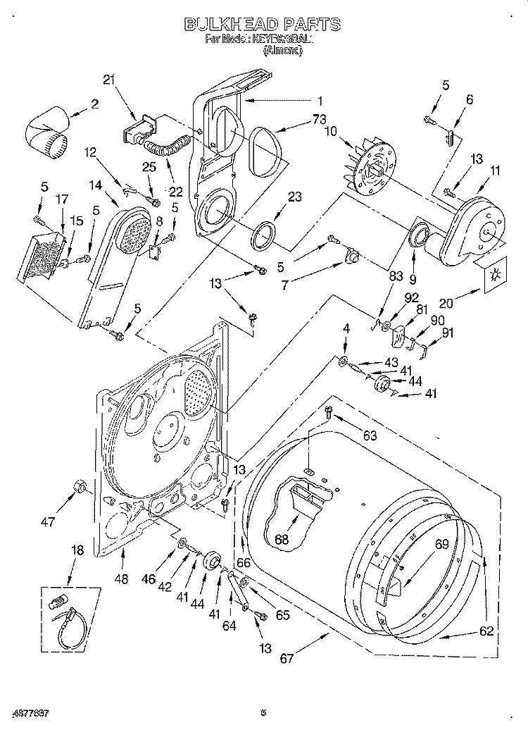 SECTION Diagram and Parts List for KEYE678BAL1  KitchenAid Dryer