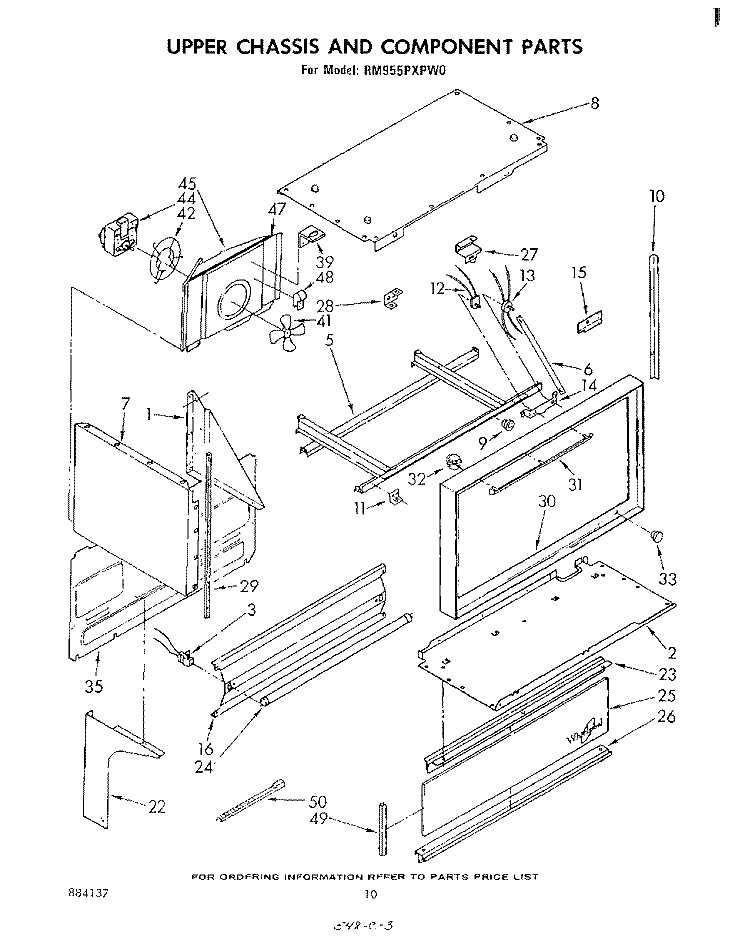 UPPER CHASSIS AND COMPONENT Diagram and Parts List for RM955PXPW0  Whirlpool Microwave Oven Combo