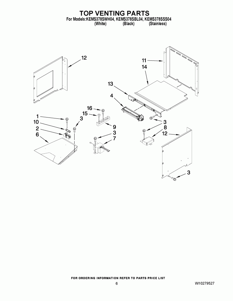 TOP VENTING PARTS Diagram and Parts List for KEMS378SBL04  KitchenAid Microwave Oven Combo