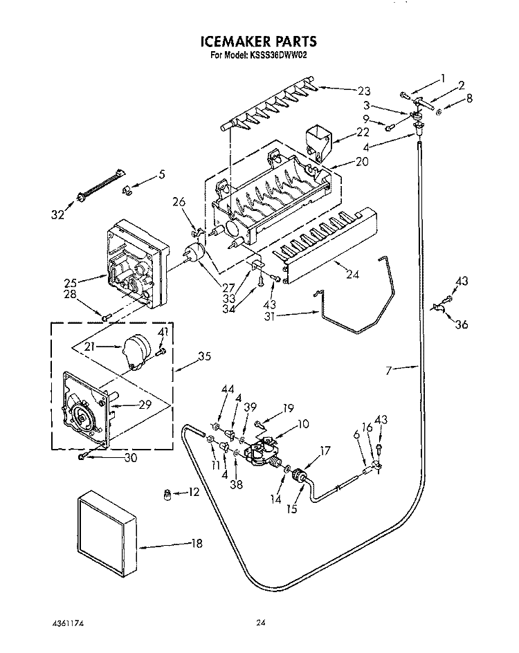 ICEMAKER, LIT/OPTIONAL Diagram and Parts List for KSSS36DWW02  KitchenAid Refrigerator
