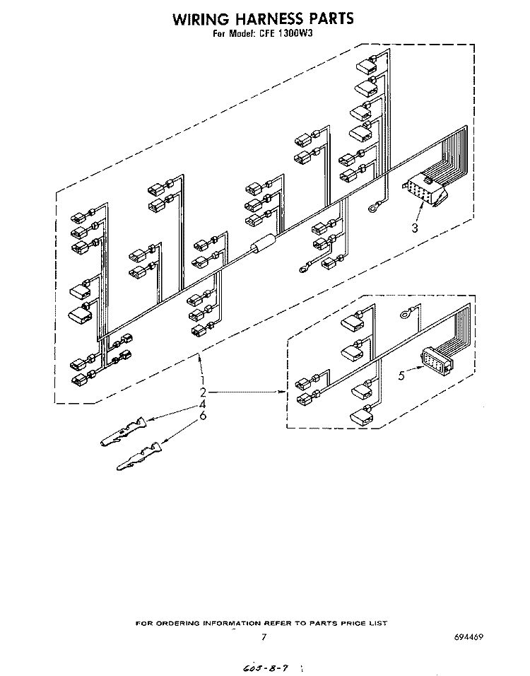 WIRING HARNESS Diagram and Parts List for CFE1300W3  Whirlpool Dryer