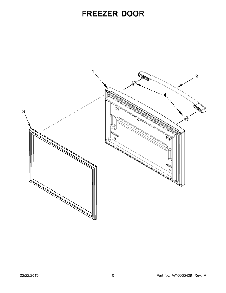 FREEZER DOOR Diagram and Parts List for GX2FHDXVQ06  Whirlpool Refrigerator