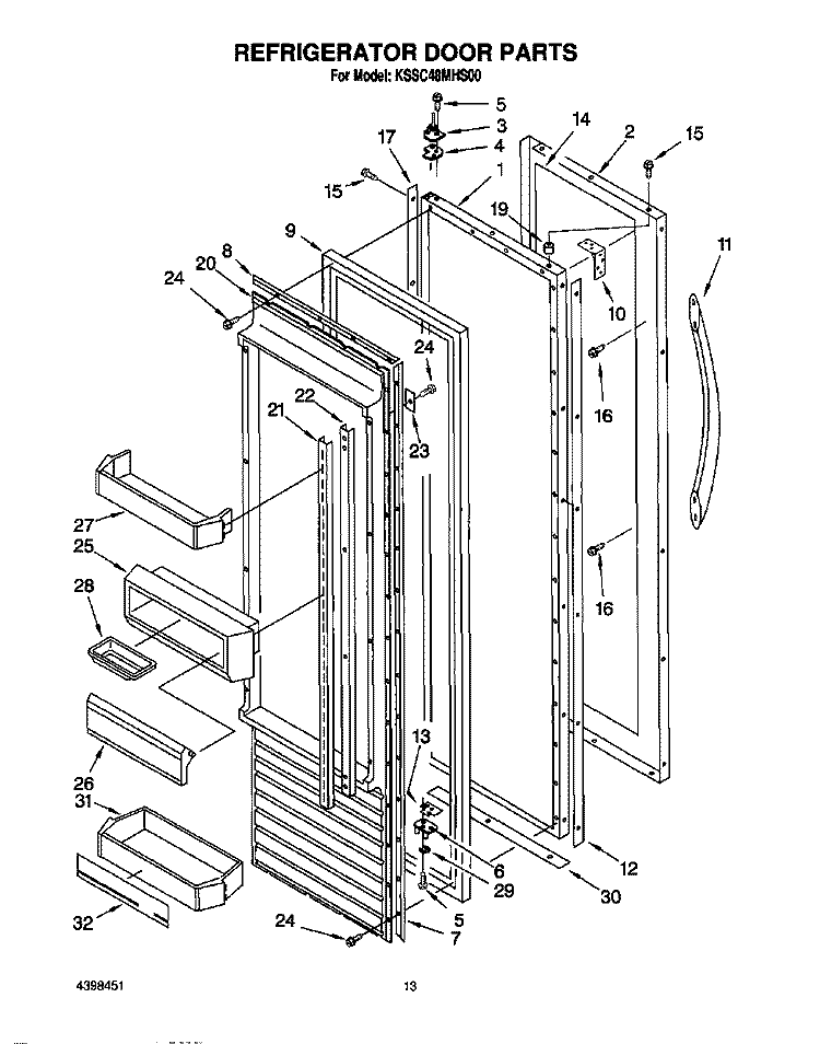 REFRIGERATOR DOOR Diagram and Parts List for KSSC48MHS00  KitchenAid Refrigerator