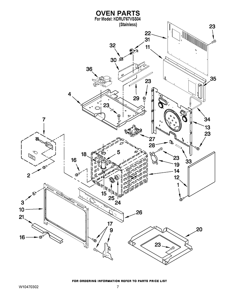 OVEN PARTS Diagram and Parts List for KDRU767VSS04  KitchenAid Range