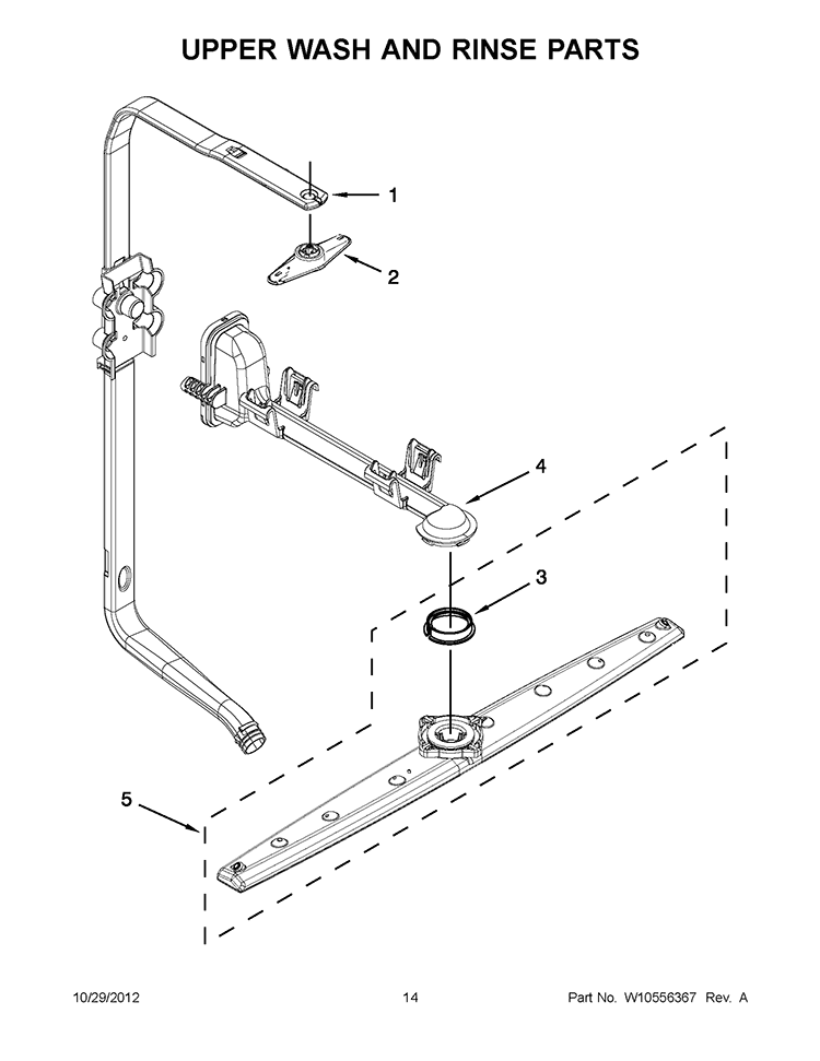 UPPER WASH AND RINSE PARTS Diagram and Parts List for KUDE20IXWH9  KitchenAid Dishwasher