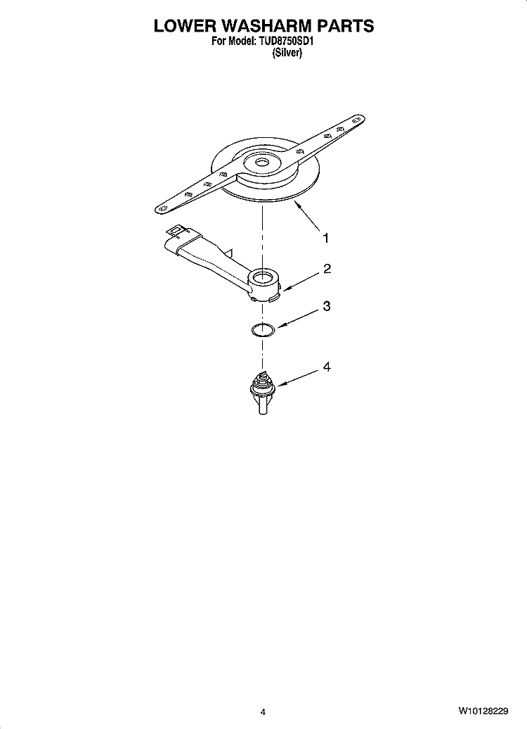 LOWER WASHARM PARTS Diagram and Parts List for TUD8750SD1  Estate Dishwasher