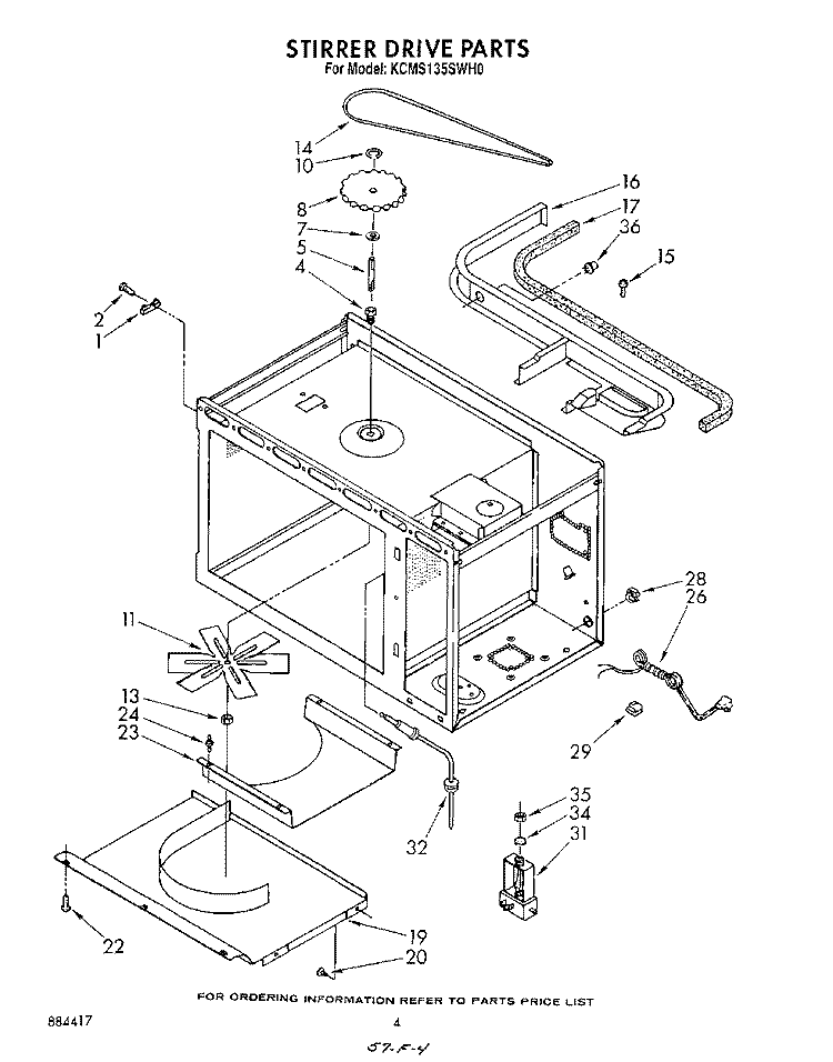 STIRRER DRIVE Diagram and Parts List for KCMS135SWH0  KitchenAid Microwave