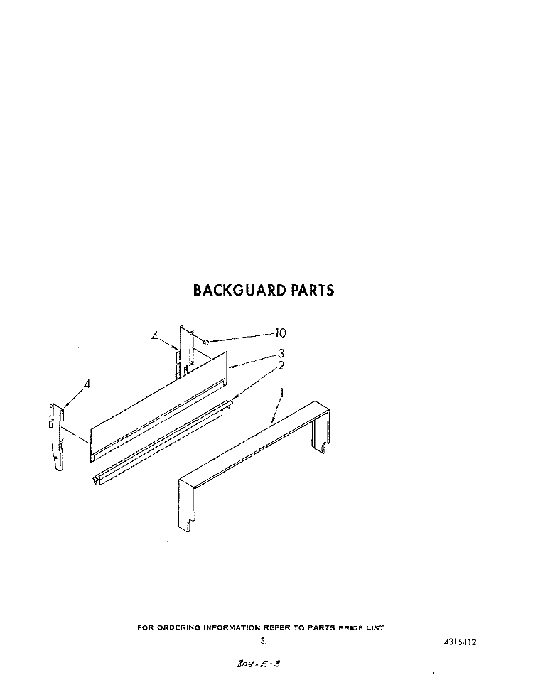 BACKGUARD Diagram and Parts List for SF300BSRW5  Whirlpool Range