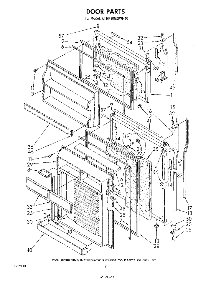 DOOR Diagram and Parts List for KTRF18MSPL10  Whirlpool Refrigerator