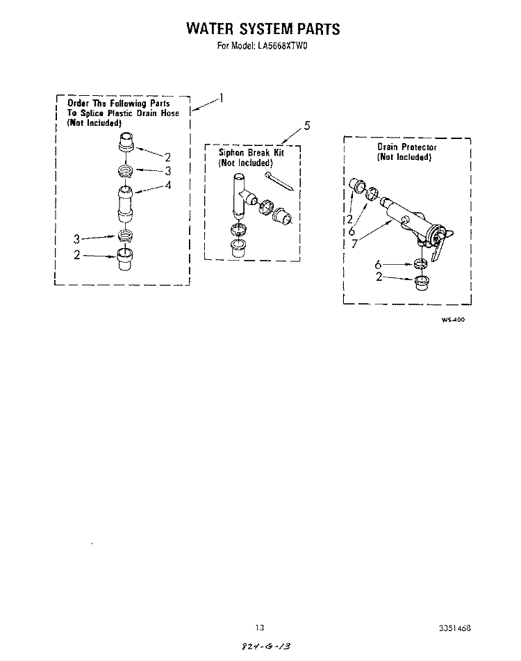 WATER SYSTEM Diagram and Parts List for LA5668XTW0  Whirlpool Washer
