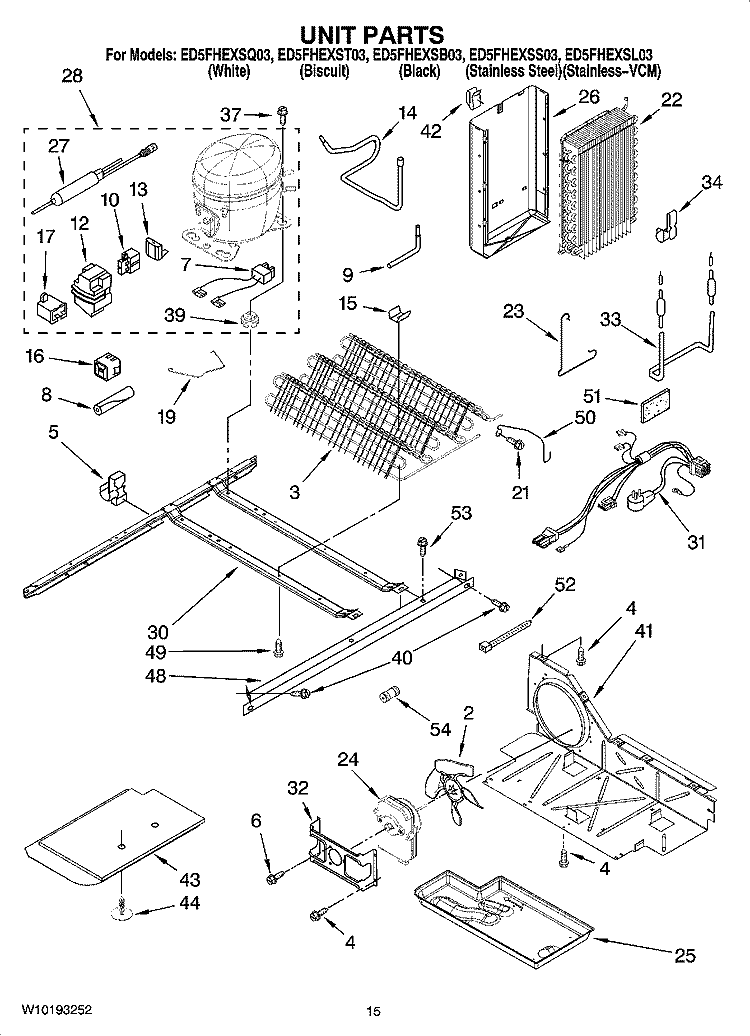 UNIT PARTS Diagram and Parts List for ED5FHEXSB03  Whirlpool Refrigerator