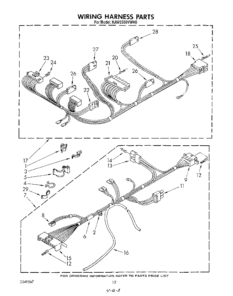 WIRING HARNESS Diagram and Parts List for KAWE950VAL0  KitchenAid Washer