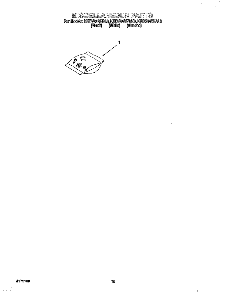 MISCELLANEOUS, LIT/OPTIONAL Diagram and Parts List for KUDV24SEAL0  KitchenAid Dishwasher