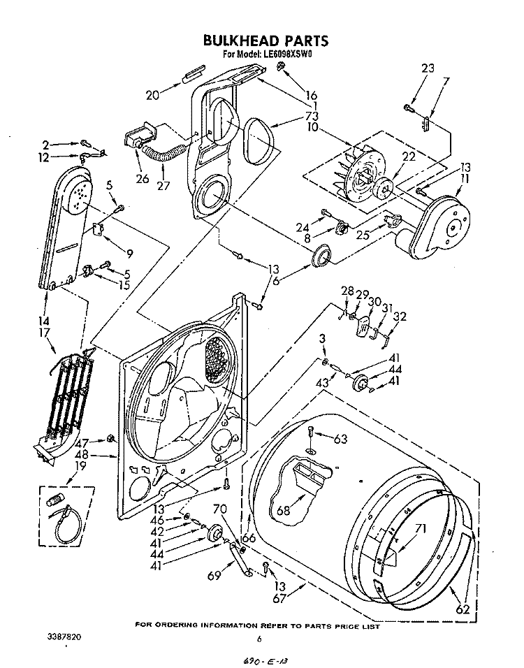 SECTION Diagram and Parts List for LE6098XSW0  Whirlpool Dryer
