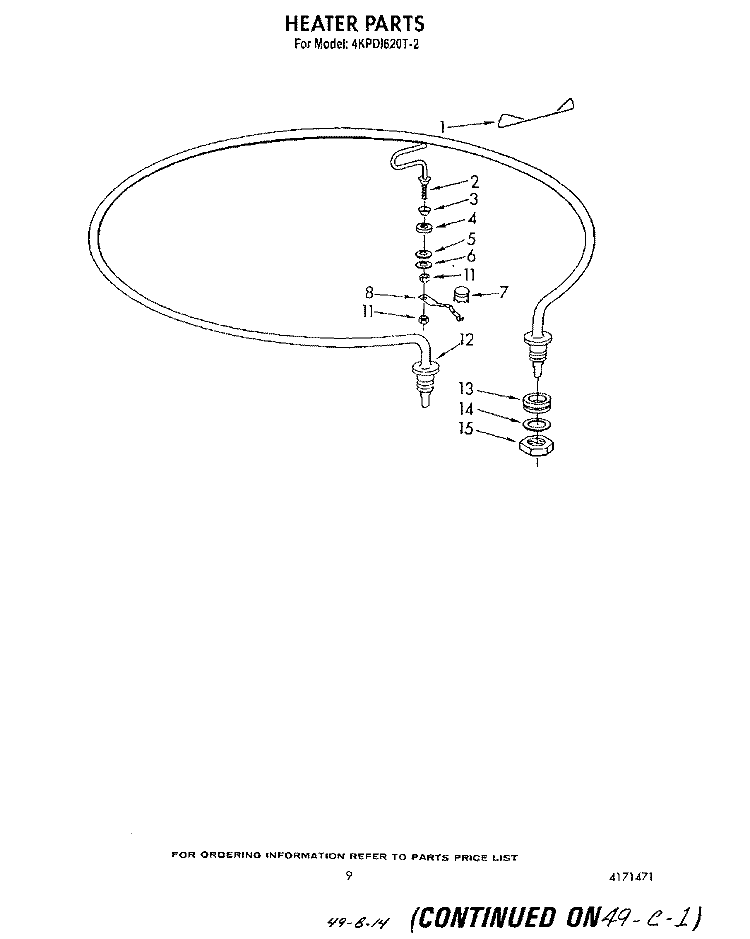 HEATER Diagram and Parts List for 4KPDI620T2  KitchenAid Dishwasher
