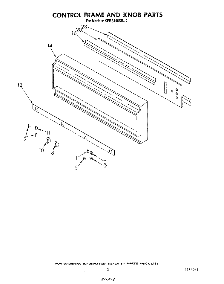 CONTROL FRAME AND KNOB Diagram and Parts List for KEBS146SBL1  KitchenAid Wall Oven