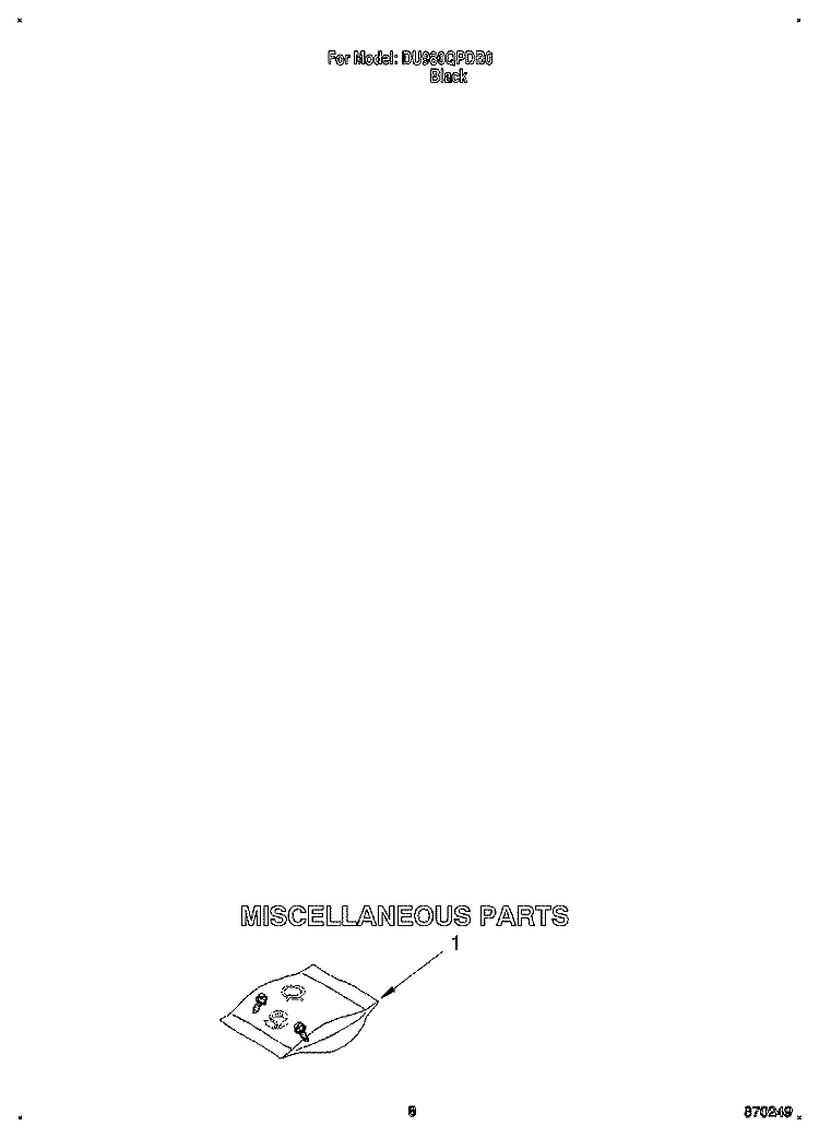 MISCELLANEOUS Diagram and Parts List for DU980QPDB0  Whirlpool Dishwasher