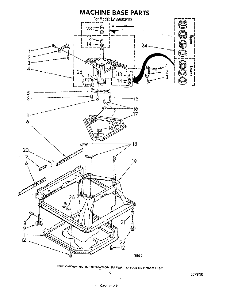 MACHINE BASE Diagram and Parts List for LA5500XPW2  Whirlpool Washer