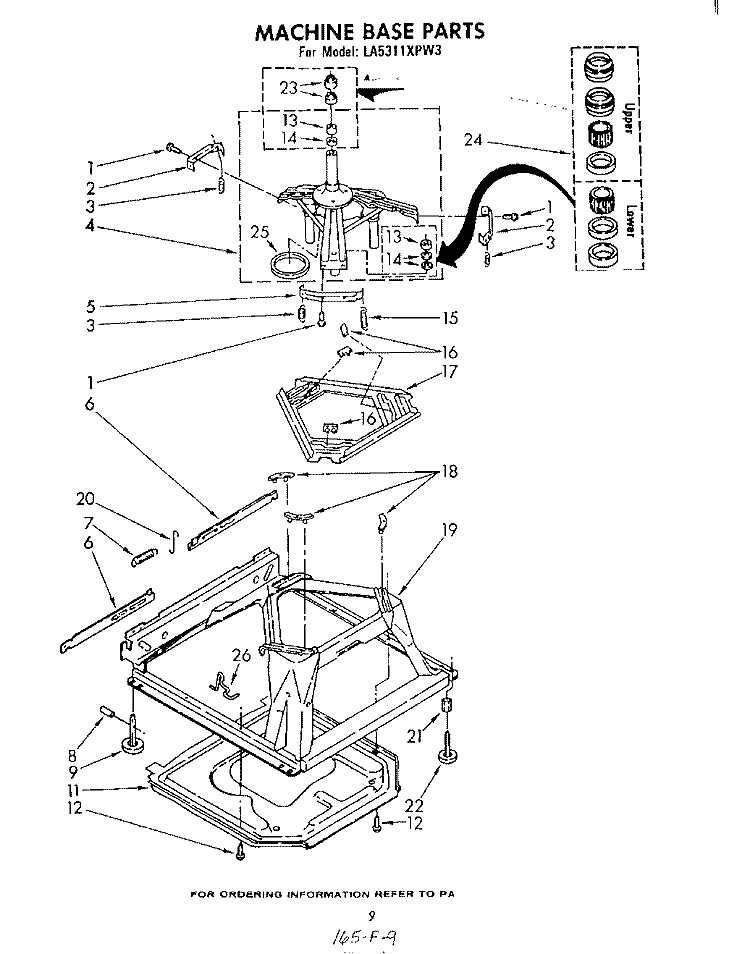 MACHINE BASE Diagram and Parts List for LA5311XPW3  Whirlpool Washer