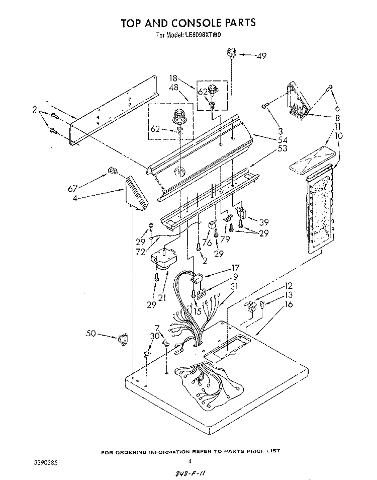 SECTION Diagram and Parts List for LE6098XTF0  Whirlpool Dryer