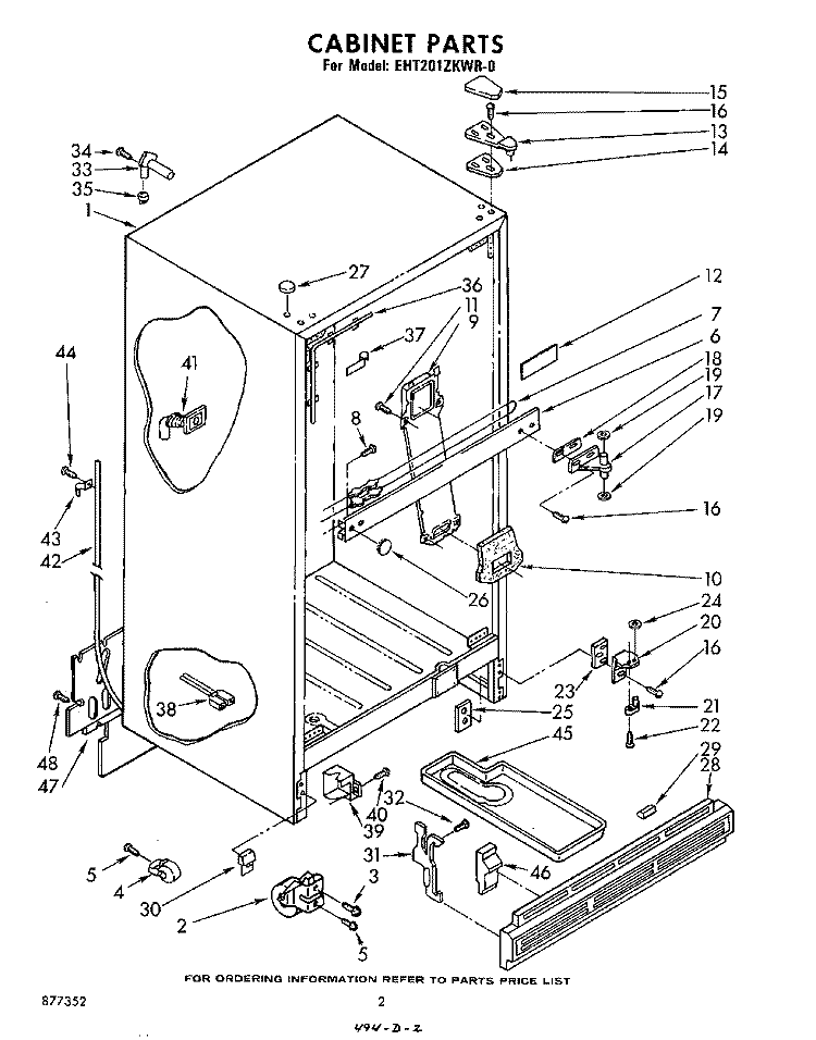 CABINET Diagram and Parts List for EHT201ZKWR0  Whirlpool Refrigerator