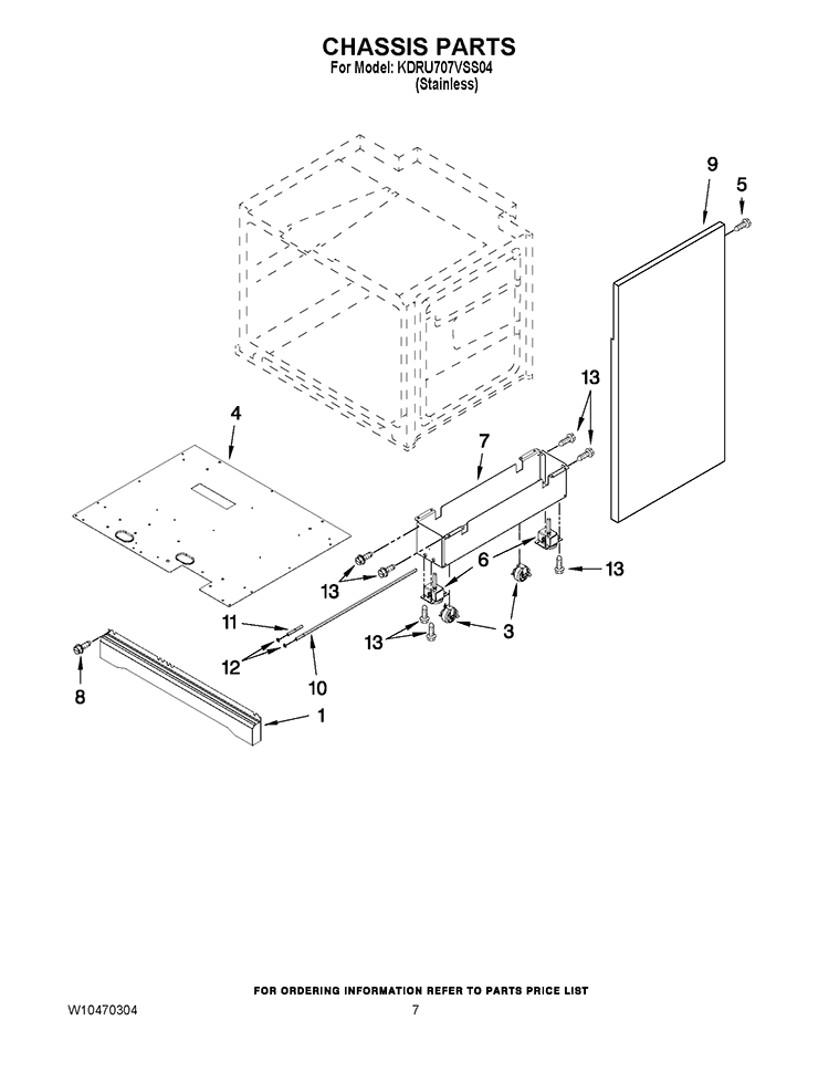 CHASSIS PARTS Diagram and Parts List for KDRU707VSS04  KitchenAid Range