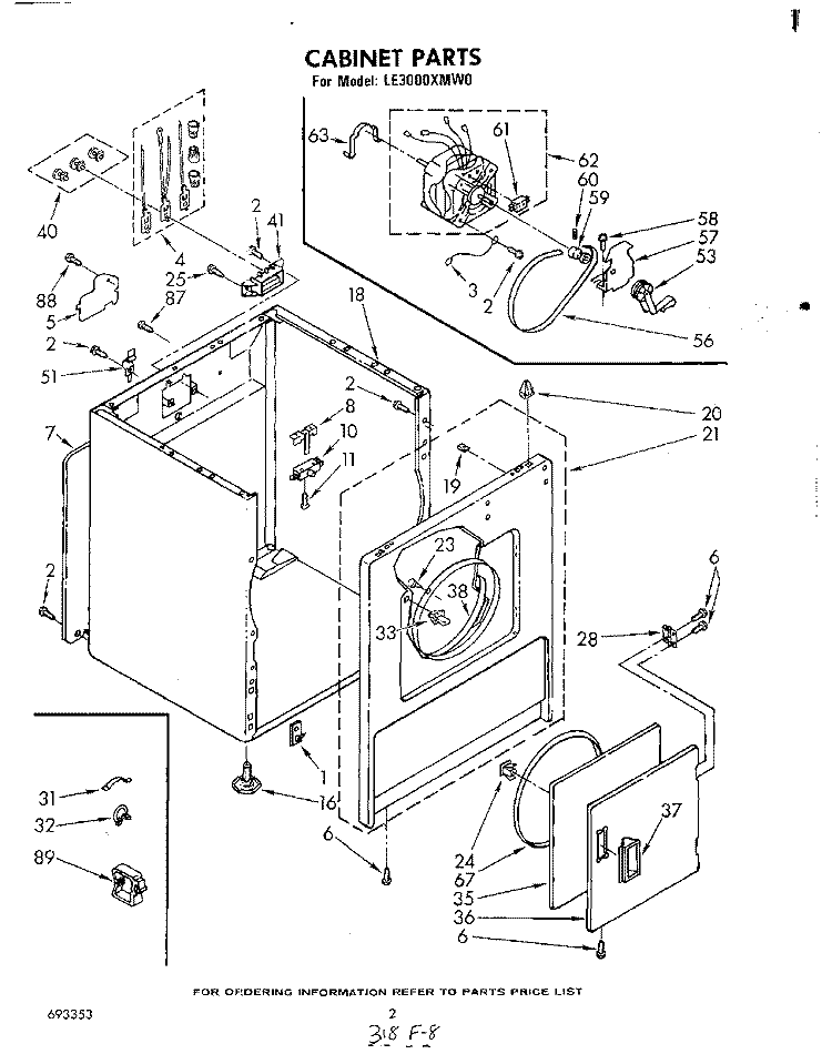 SECTION Diagram and Parts List for LE3000XMW0  Whirlpool Dryer