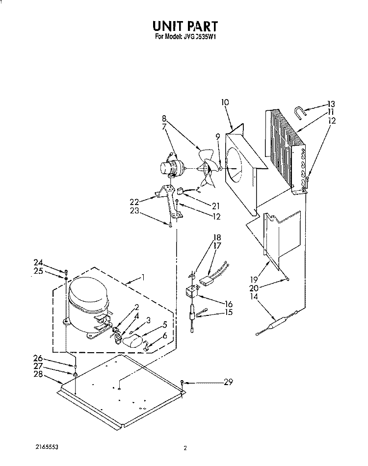 UNIT, LITERATURE Diagram and Parts List for JVGC535W1  Whirlpool Ice Maker
