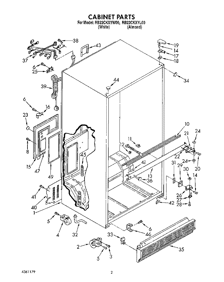 CABINET Diagram and Parts List for RB22CKXYW00  Roper Refrigerator