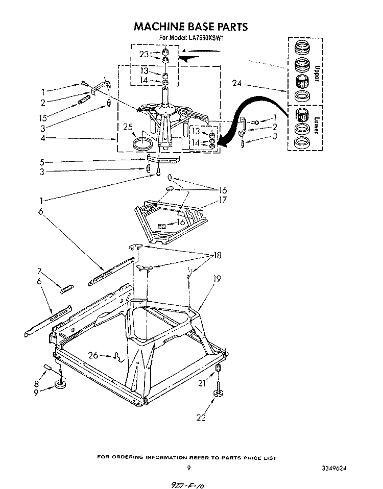 MACHINE BASE Diagram and Parts List for LA7680XSW1  Whirlpool Washer