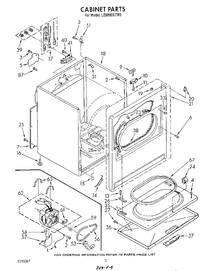 SECTION Diagram and Parts List for LE6880XTM0  Whirlpool Dryer