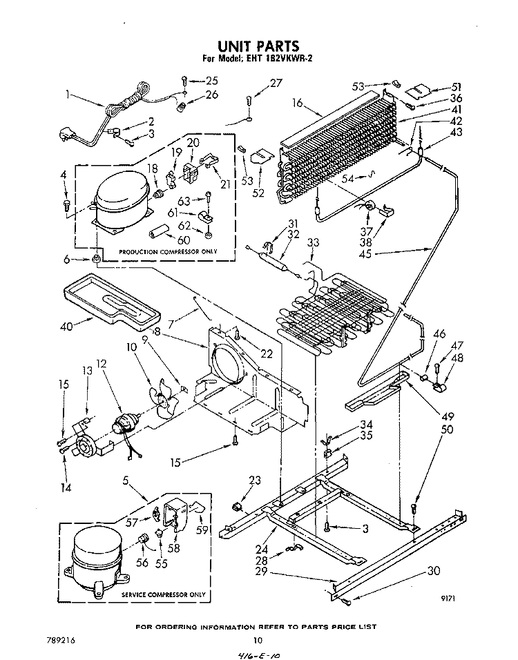 UNIT , NOT ILLUSTRATED AND OPTIONAL Diagram and Parts List for EHT182VKWR2  Whirlpool Refrigerator
