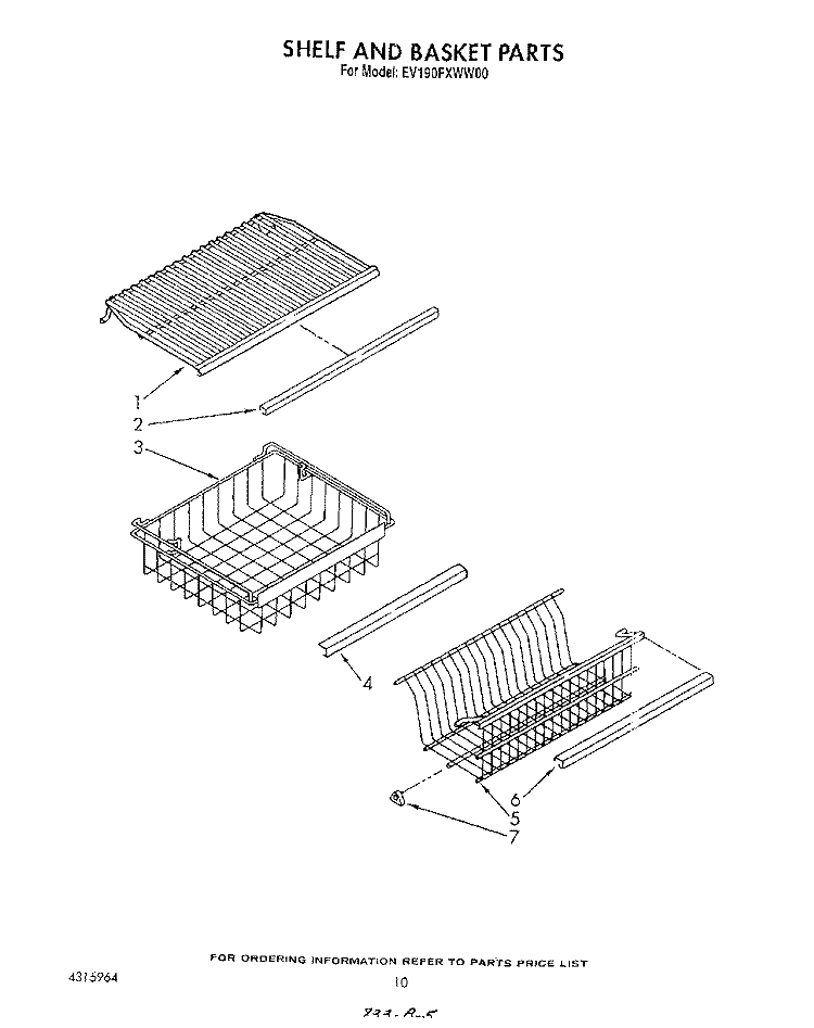 SHELF AND BASKET Diagram and Parts List for EV190FXWW00  Whirlpool Freezer